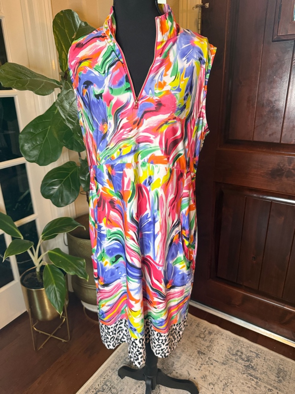 EP New York Vibrant Abstract Marble Print Sleeveless Golf Dress Size L